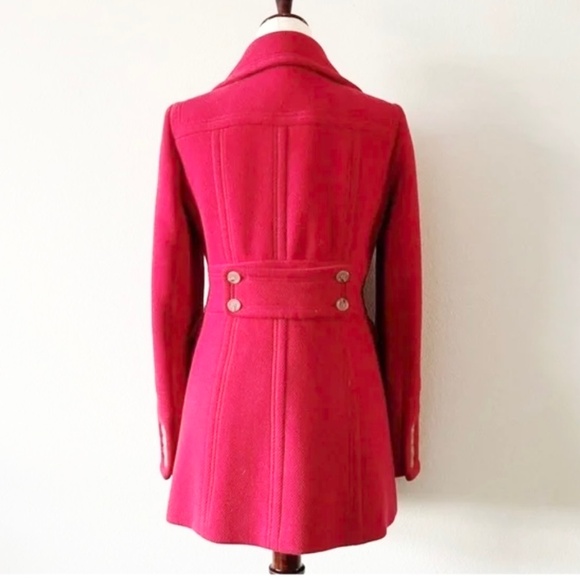 J. Crew Classic Red Wool-Blend Button-Down Polo Trench Coat Belted Sz 8 - Picture 2 of 15